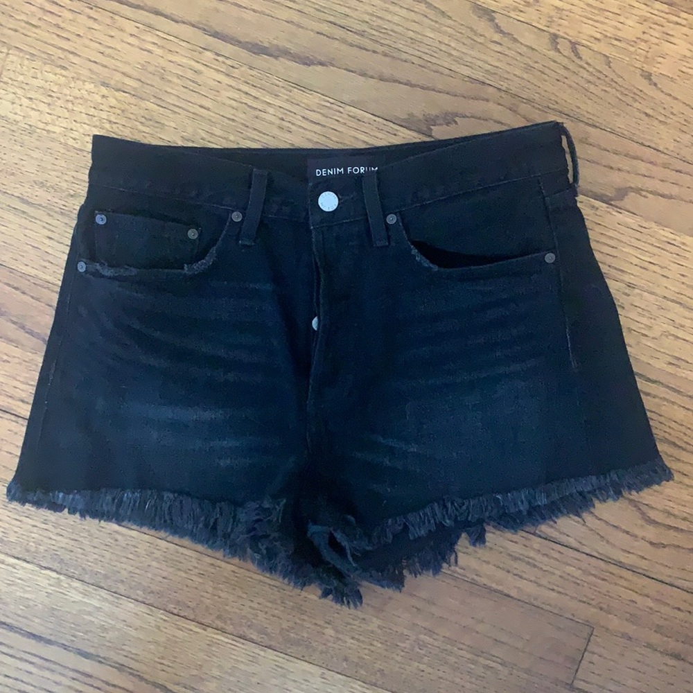 Denim Forum black jean shorts from aritzia